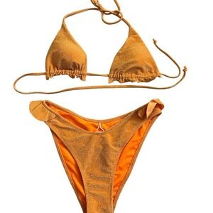 Shimmering Orange Bikini Set